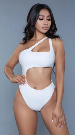 Be Wicked Quinn One Shoulder One Piece -Be Wicked Sales BW 1976 white front 2020JUN23576