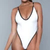 Be Wicked Payton Thong One Piece Swimsuit -Be Wicked Sales BW 1981 white front 2020JUN23576