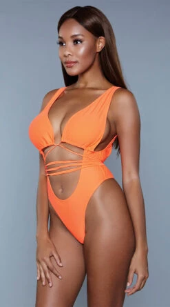Be Wicked Makayla One Piece Swimsuit -Be Wicked Sales BW 1982 orange side 2020JUN23576