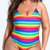Plus Size Reveal Your True Stripes One Piece Swimsuit -Be Wicked Sales ES 6623X RNBW 3 YANDY PS03242021