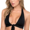 Basic Tie Front Bikini Top -Be Wicked Sales ES 6647 Black Front 2020DEC28021