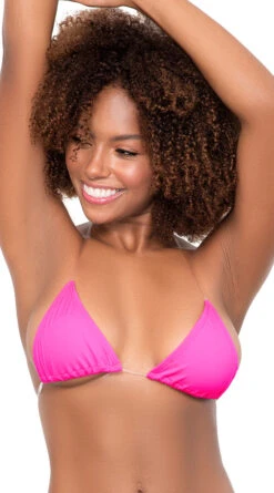 Clear Strap Triangle Bikini Top -Be Wicked Sales ES 6648 Hot Pink Front 2020DEC28021