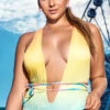 Plus Size Miami Sunset Ribbed One Piece Swimsuit -Be Wicked Sales ES 6687X Miami Sunset F 2022APR47823