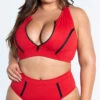Plus Size Sporty Red Two Piece Swimsuit -Be Wicked Sales ES 6789X RED 3 YANDY PS02172022