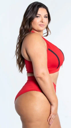 Plus Size Sporty Red Two Piece Swimsuit -Be Wicked Sales ES 6789X RED 4 YANDY PS02172022