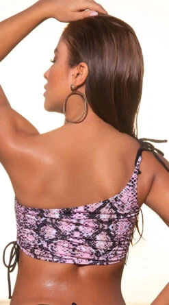 Yandy Slither & Slay One Shoulder Bikini Top -Be Wicked Sales EY 4053T TOP 14 pink 2019SWIM Snake a