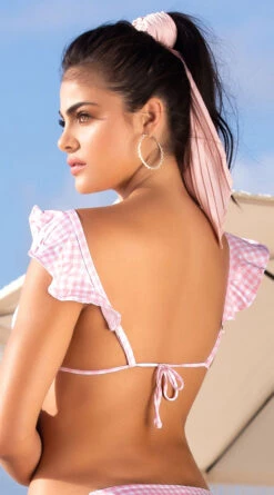 Yandy Travelers Check Flutter Bikini Top -Be Wicked Sales EY 4082T TOP 30 pink 2019SWIM Gingham