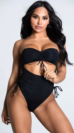 Yandy Cut Out For Cruising One Piece Swimsuit -Be Wicked Sales EY 4205 BLACK 12 PS12172020