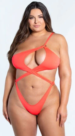 Plus Size Yandy Island Oasis One Piece Swimsuit -Be Wicked Sales EY 4317X CORAL 2 YANDY PS02172022