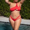 Yandy Plus Size Double Strapped Bikini Bottom -Be Wicked Sales EY 4322TX 4322BX RED 1 EDS YANDY 2022SWIM