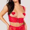 Yandy Eye Catcher Open Cup Set 2 Yandy Eye Catcher Open Cup Set -Be Wicked Sales EY 4420 SET CORSET MESH CHEEKY RED 1381