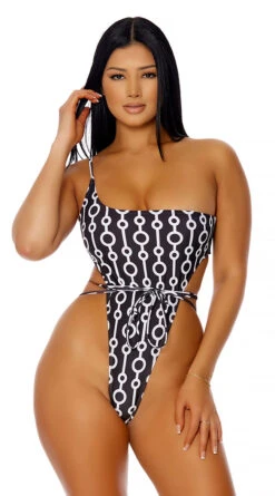 Forplay Turks And Caicos Patterned One Piece Swimsuit -Be Wicked Sales FP 442309 BLKB 5 2022MARCH47755