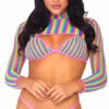 LEG AVENUE 3 PC Rainbow Fishnet Bikini Set -Be Wicked Sales LA 81580 001 101