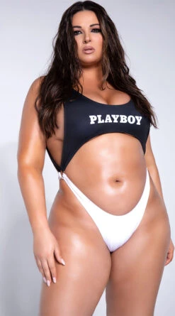 Playboy Plus Size Easy Like 80's One Piece -Be Wicked Sales PB 4187X WHTED 4 YANDY PS03242021