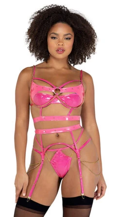 Roma Chain My Mind Wet Look Bra Set 16 Roma Chain My Mind Wet Look Bra Set -Be Wicked Sales RM LI506 Pink 2021DEC43200