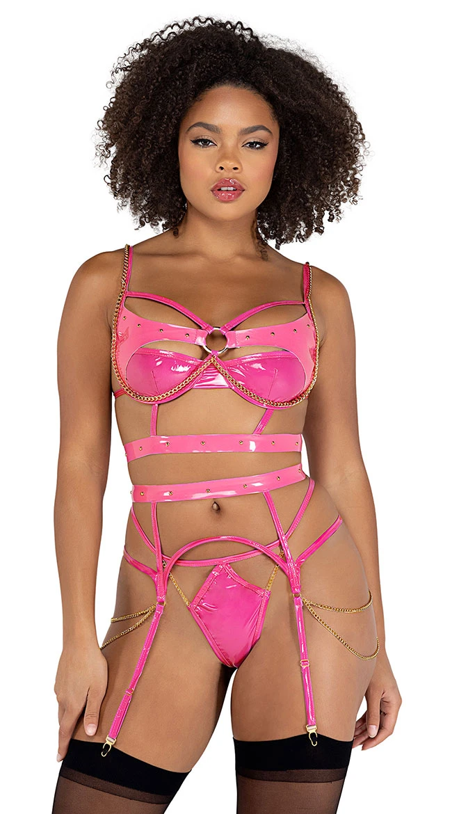 Roma Chain My Mind Wet Look Bra Set 8 Roma Chain My Mind Wet Look Bra Set - Image 6
