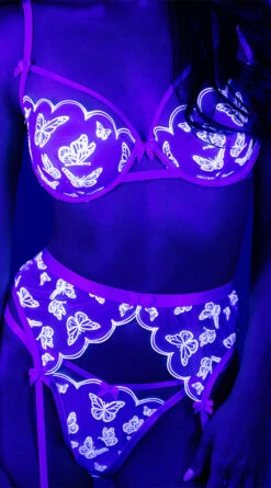 Roma Butterfly Glow Bra And Garter Set -Be Wicked Sales RM LI604 GD 2 APR2023
