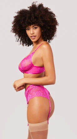 Yandy Laced With Luxury Bra Set -Be Wicked Sales YO 41 11769 BRA SET GARTER LACE PINK 5242