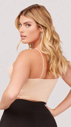 Seamless Cropped Tank Top 24 Seamless Cropped Tank Top -Be Wicked Sales YT SML617 SEAMLESS SKINNY STRAP CROPPED CAMI NUDE 1207 WEBSIZE
