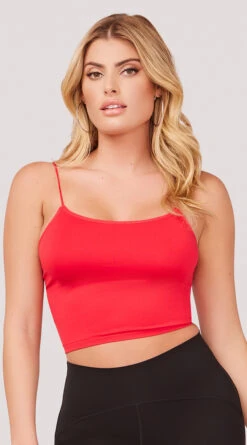 Seamless Cropped Tank Top 25 Seamless Cropped Tank Top -Be Wicked Sales YT SML617 SEAMLESS SKINNY STRAP CROPPED CAMI RED 1153 WEBSIZE