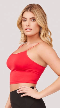 Seamless Cropped Tank Top 21 Seamless Cropped Tank Top -Be Wicked Sales YT SML617 SEAMLESS SKINNY STRAP CROPPED CAMI RED 1159 WEBSIZE