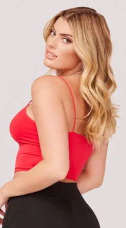 Seamless Cropped Tank Top 20 Seamless Cropped Tank Top -Be Wicked Sales YT SML617 SEAMLESS SKINNY STRAP CROPPED CAMI RED 1167 WEBSIZE