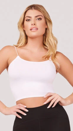 Seamless Cropped Tank Top 19 Seamless Cropped Tank Top -Be Wicked Sales YT SML617 SEAMLESS SKINNY STRAP CROPPED CAMI WHITE 1176 WEBSIZE